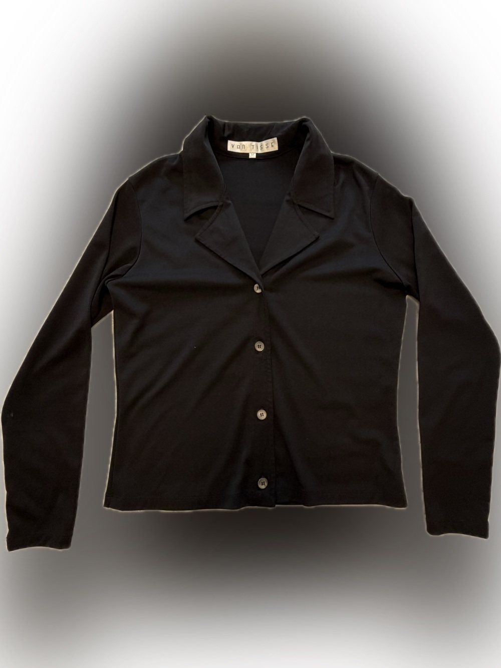 Vintage 90s Van Tisse Black Collared Button-Up Top